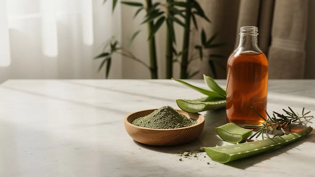 Cuir chevelu apaisé avec soins naturels à base de plantes et argile