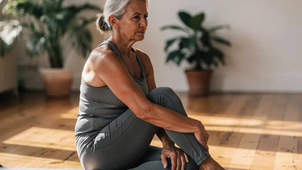 Personne en position de torsion yogique montrant l'effet sur les organes internes