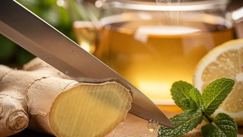 Préparation de tisane au gingembre et citron dans un environnement apaisant