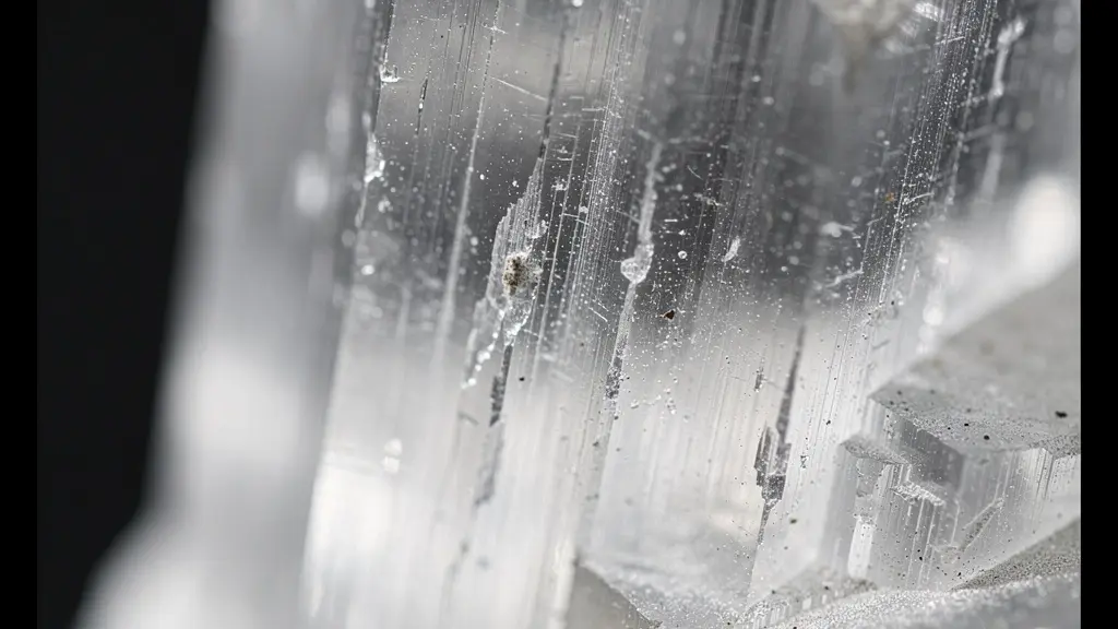 Détail macro de la structure cristalline de la sélénite