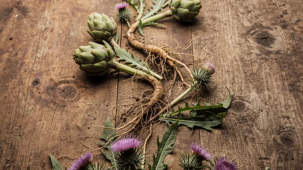 Composition artistique montrant le système de drainage naturel du corps avec plantes détox