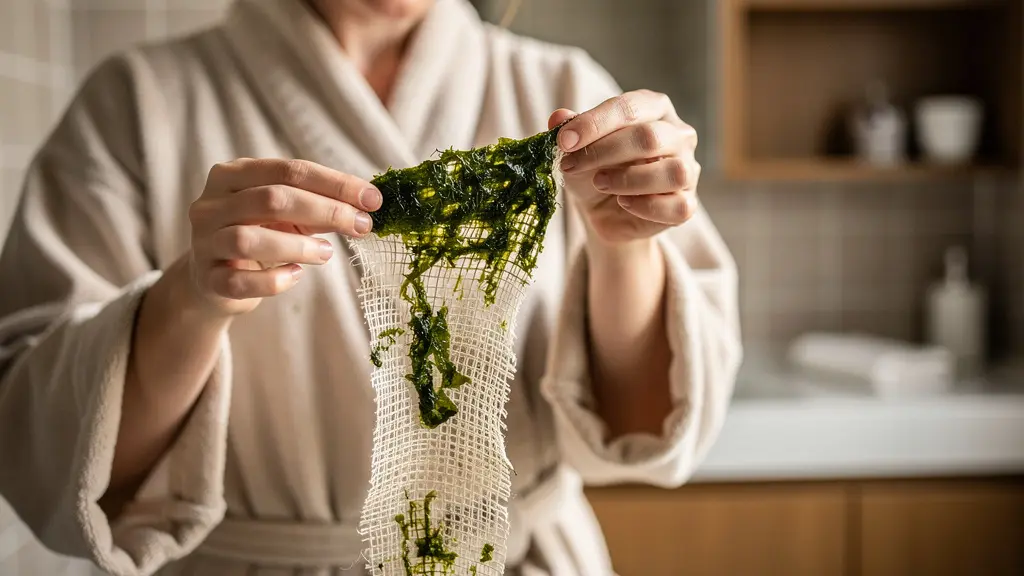 Méthode de retrait d'un enveloppement d'algues avec gaze protectrice